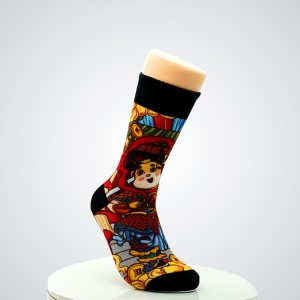 нарачана лого лудо машки цртан филм цевка стрипови екипаж памучни среќни модни чорапи на големо