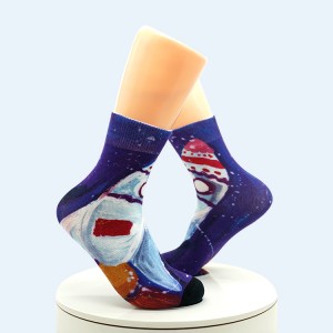 Hoobkas Nqe rau Tuam Tshoj Kksublimation & Printing Socks Custom Logo Sublimation 3D Printed Blank Socks Digital Printing Tsim Koj tus kheej thom khwm